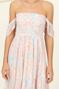 Pastel Florals Smocked Midi Dress ~ Pre-Order- ONLINE ONLY STYLE