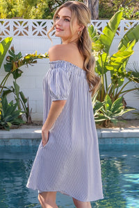 Off The Shoulder Dress with CF Button Detail ~ONLINE ONLY STYLE