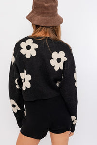 Long Sleeve Crop Sweater with Daisy Pattern~ONLINE ONLY STYLE