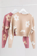 Load image into Gallery viewer, Long Sleeve Crop Sweater with Daisy Pattern~ONLINE ONLY STYLE