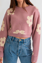 Load image into Gallery viewer, Long Sleeve Crop Sweater with Daisy Pattern~ONLINE ONLY STYLE