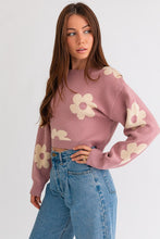 Load image into Gallery viewer, Long Sleeve Crop Sweater with Daisy Pattern~ONLINE ONLY STYLE