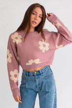 Load image into Gallery viewer, Long Sleeve Crop Sweater with Daisy Pattern~ONLINE ONLY STYLE