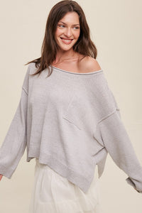 Light Weight Wide Neck Crop Pullover Knit Sweater ~ Pre-Order- ONLINE ONLY STYLE