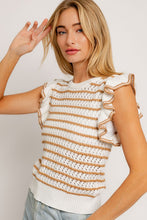 Load image into Gallery viewer, Round Neck Ruffle Sleeve Stripe Knit Top ~ Pre-Order- ONLINE ONLY STYLE