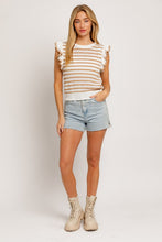 Load image into Gallery viewer, Round Neck Ruffle Sleeve Stripe Knit Top ~ Pre-Order- ONLINE ONLY STYLE