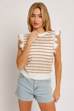 Load image into Gallery viewer, Round Neck Ruffle Sleeve Stripe Knit Top ~ Pre-Order- ONLINE ONLY STYLE