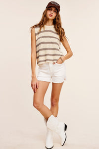 Chunky Stripe Sleeveless Sweater Top ~ONLINE ONLY STYLE