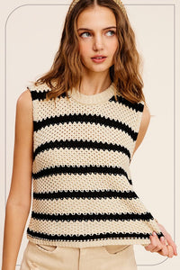 Chunky Stripe Sleeveless Sweater Top ~ONLINE ONLY STYLE