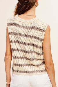 Chunky Stripe Sleeveless Sweater Top ~ONLINE ONLY STYLE