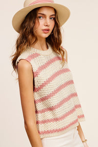 Chunky Stripe Sleeveless Sweater Top ~ONLINE ONLY STYLE