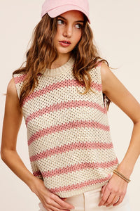 Chunky Stripe Sleeveless Sweater Top ~ONLINE ONLY STYLE