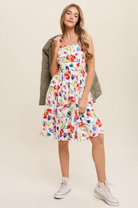 Flower Print Square Neck Dress ~ Pre-Order- ONLINE ONLY STYLE