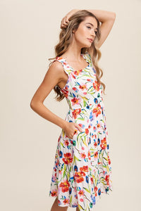 Flower Print Square Neck Dress ~ Pre-Order- ONLINE ONLY STYLE