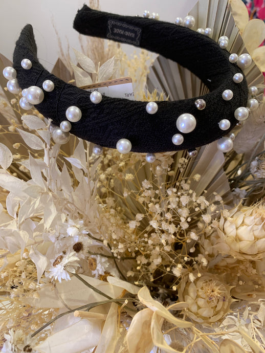 Black Chunky Pearl Headband