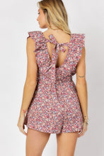 Load image into Gallery viewer, Printed Button Down V-Neck Mini Romper ~ONLINE ONLY STYLE