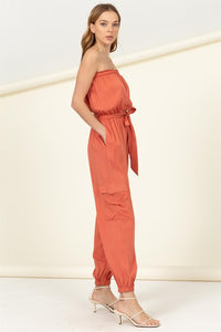 Flap Pocket Side Belted Tube Jumpsuit~ONLINE ONLY STYLE