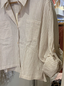 Catch A Flight Striped Crop Button Down~Matching Set!