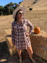 Load image into Gallery viewer, Country Pumpkin Plaid Mini Dress