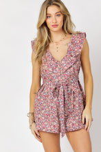 Load image into Gallery viewer, Printed Button Down V-Neck Mini Romper ~ONLINE ONLY STYLE