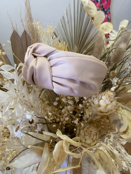 Cream Satin Knot Headband