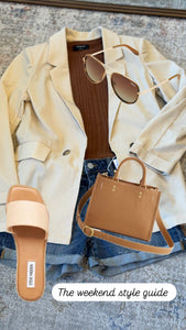 Neutral Quarter-Sleeve Blazer