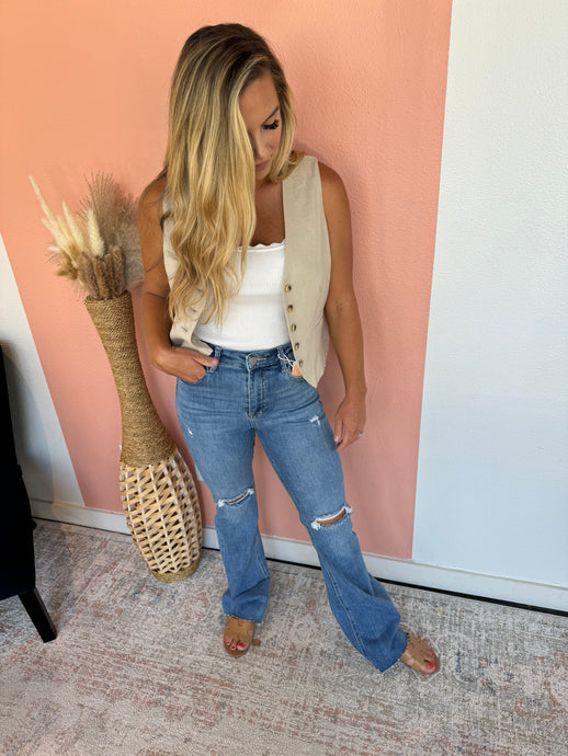 Saddle Up Distressed Flare Jeans