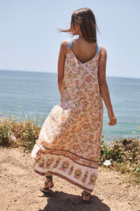 Floral Border Printed V-Neck Sleeveless Maxi Dress ~ONLINE ONLY STYLE