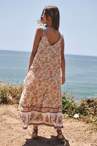 Floral Border Printed V-Neck Sleeveless Maxi Dress ~ONLINE ONLY STYLE