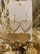 Load image into Gallery viewer, Double Heart Glitter/Metal Drop Earring